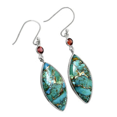 Copper Teal Silver Earrings