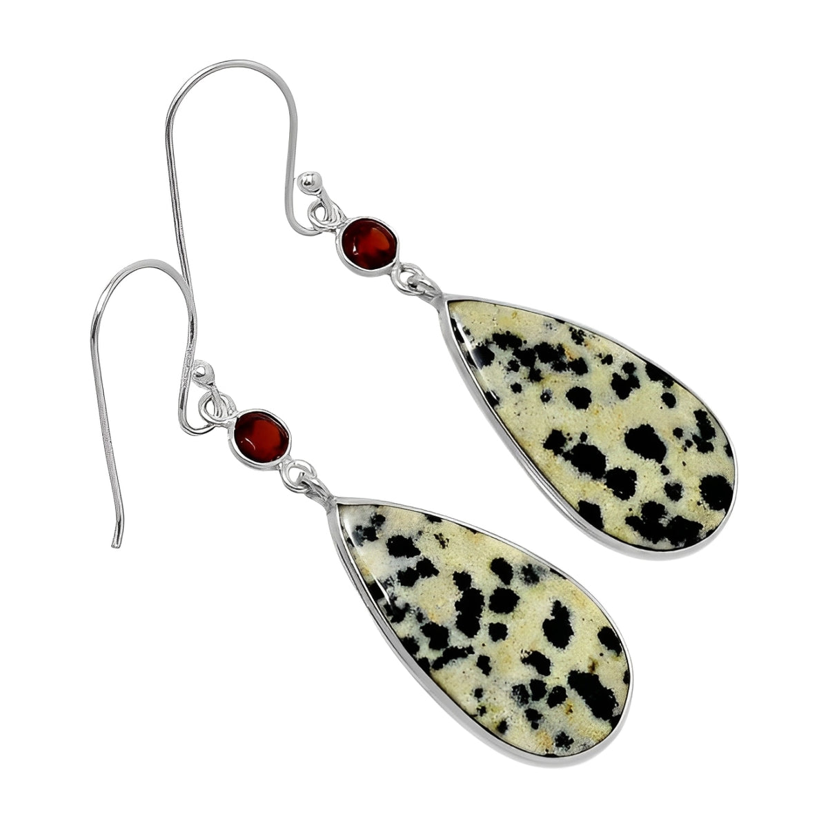 Dalmatian Charm Garnet Earrings