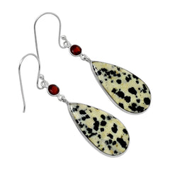 Dalmatian Charm Garnet Earrings