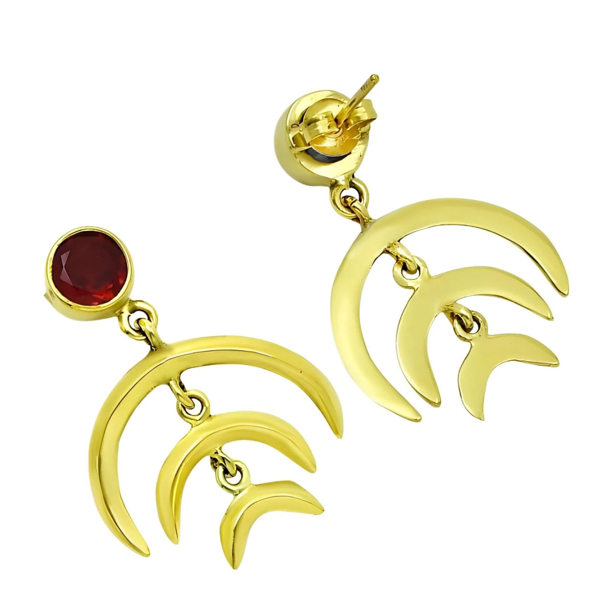 Moonlit Gold Garnet Hoops