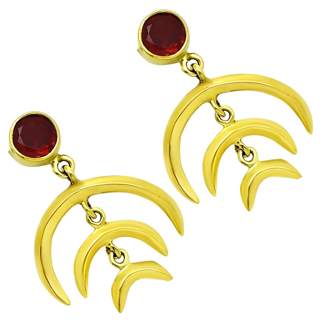 Moonlit Gold Garnet Hoops