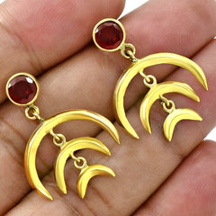 Moonlit Gold Garnet Hoops