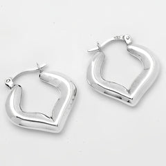 Silver Italian Love Hoop Earrings