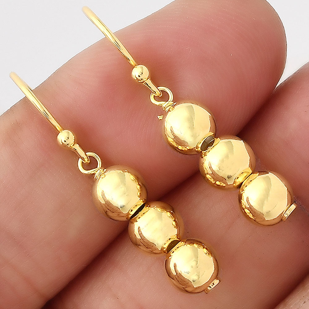 Gold Plated Beaded Sterling Silver Earrings 925 Sterling Silver Jewelry DGE1027