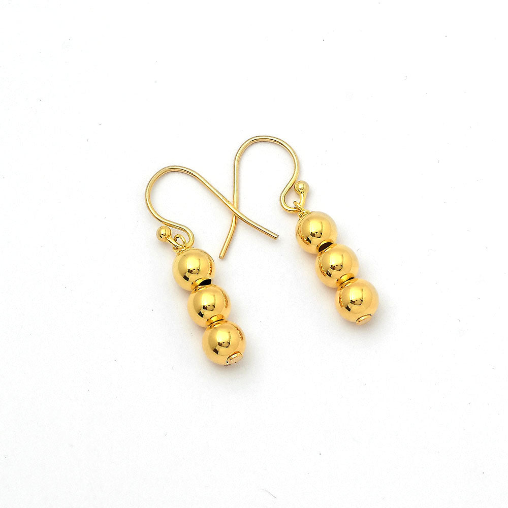 Gold Plated Beaded Sterling Silver Earrings 925 Sterling Silver Jewelry DGE1027