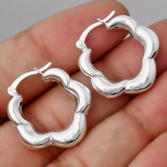 Italian Style Hoop Earrings 925 Sterling Silver Jewelry DGE1029