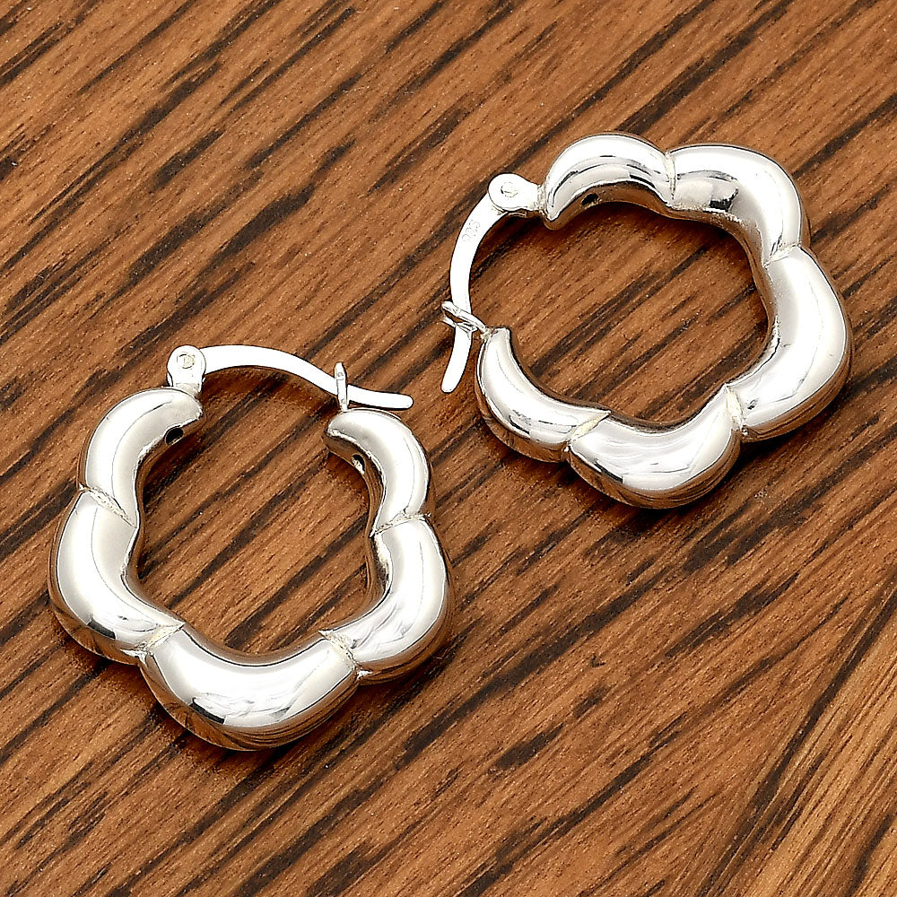 Italian Style Hoop Earrings 925 Sterling Silver Jewelry DGE1029