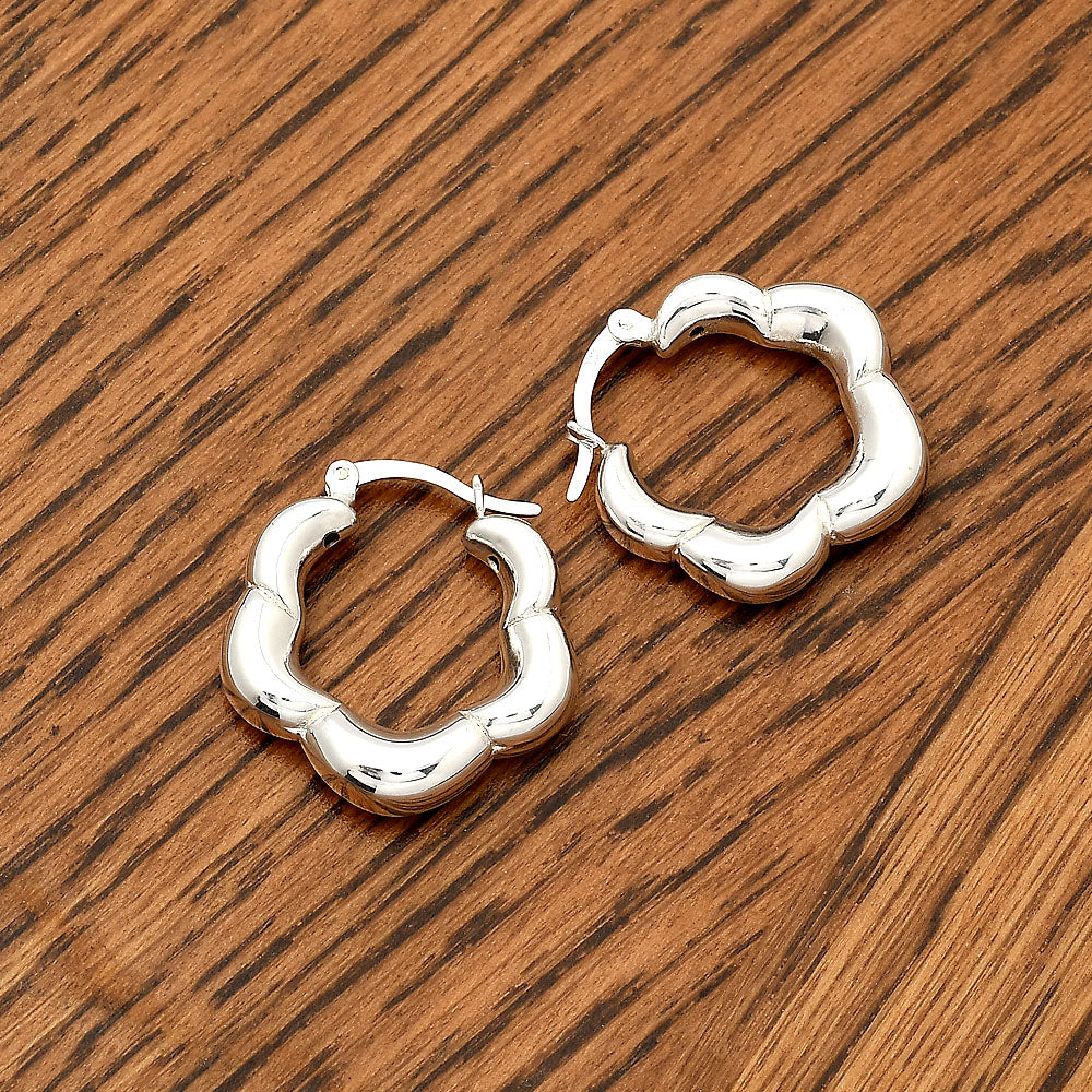 Italian Style Hoop Earrings 925 Sterling Silver Jewelry DGE1029