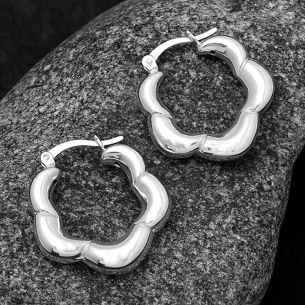 Italian Style Hoop Earrings 925 Sterling Silver Jewelry DGE1029