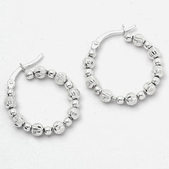 Beaded Hoop Earrings 925 Sterling Silver Jewelry