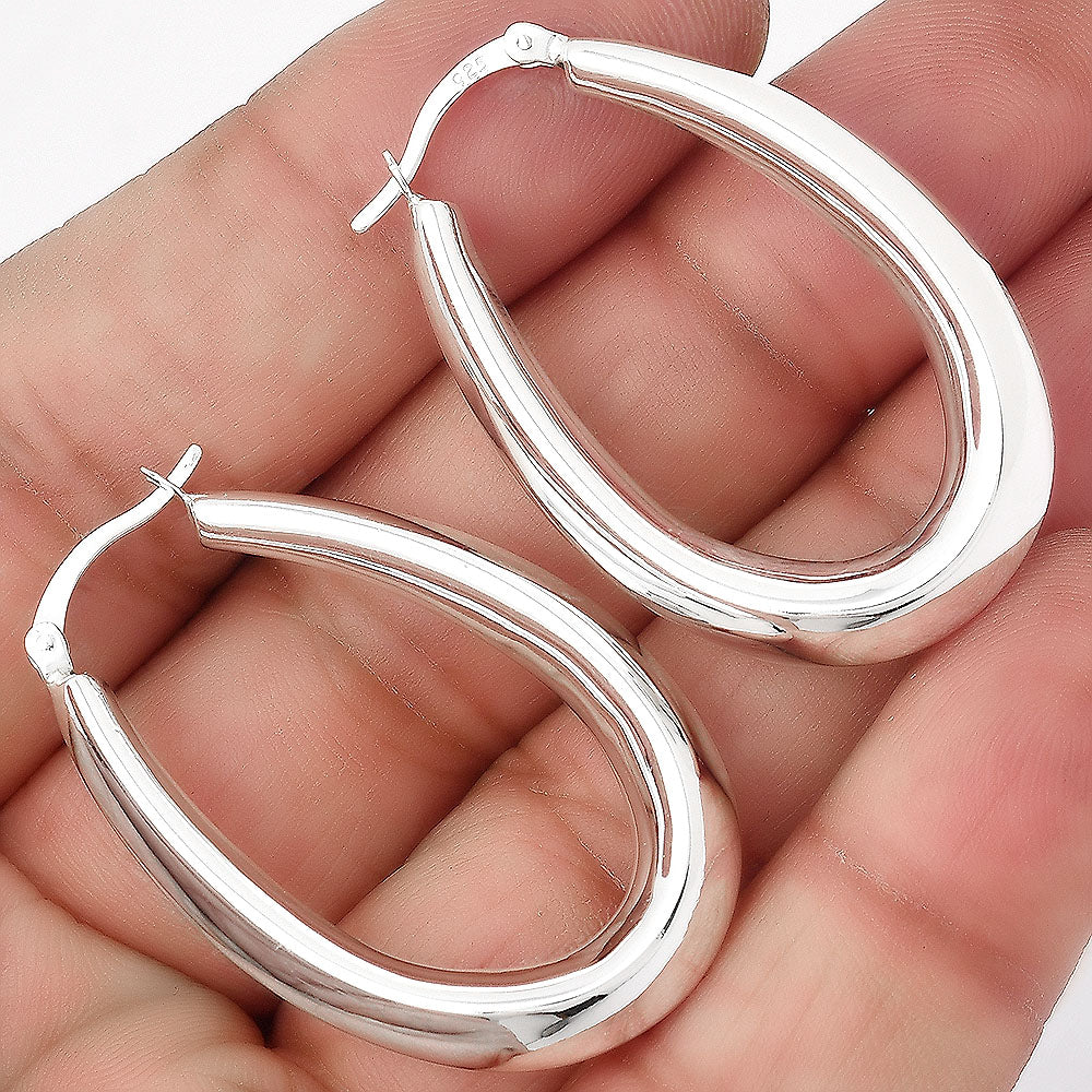 Italian Design Thick Hoop Earrings 925 Sterling Silver Jewelry DGE1036