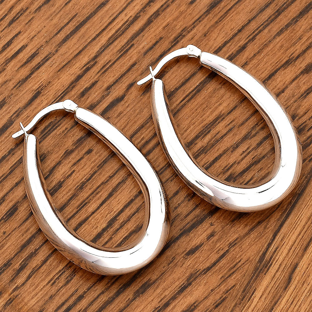 Italian Design Thick Hoop Earrings 925 Sterling Silver Jewelry DGE1036