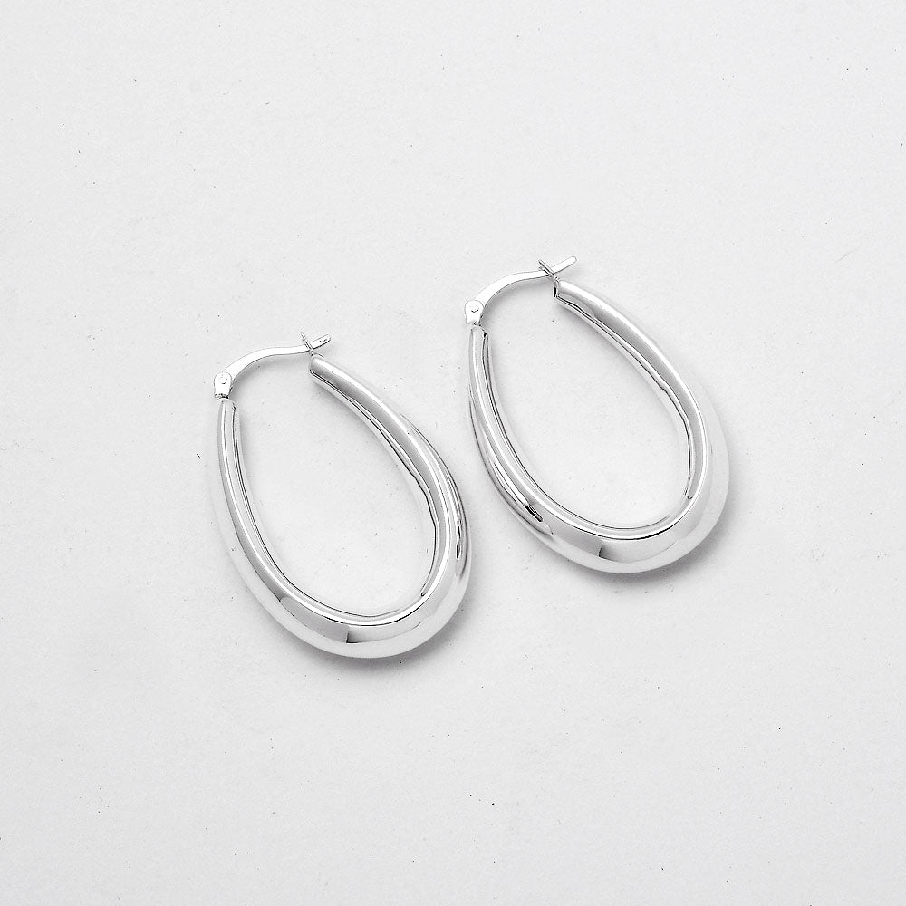 Italian Design Thick Hoop Earrings 925 Sterling Silver Jewelry DGE1036