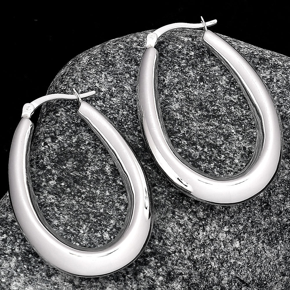 Italian Design Thick Hoop Earrings 925 Sterling Silver Jewelry DGE1036