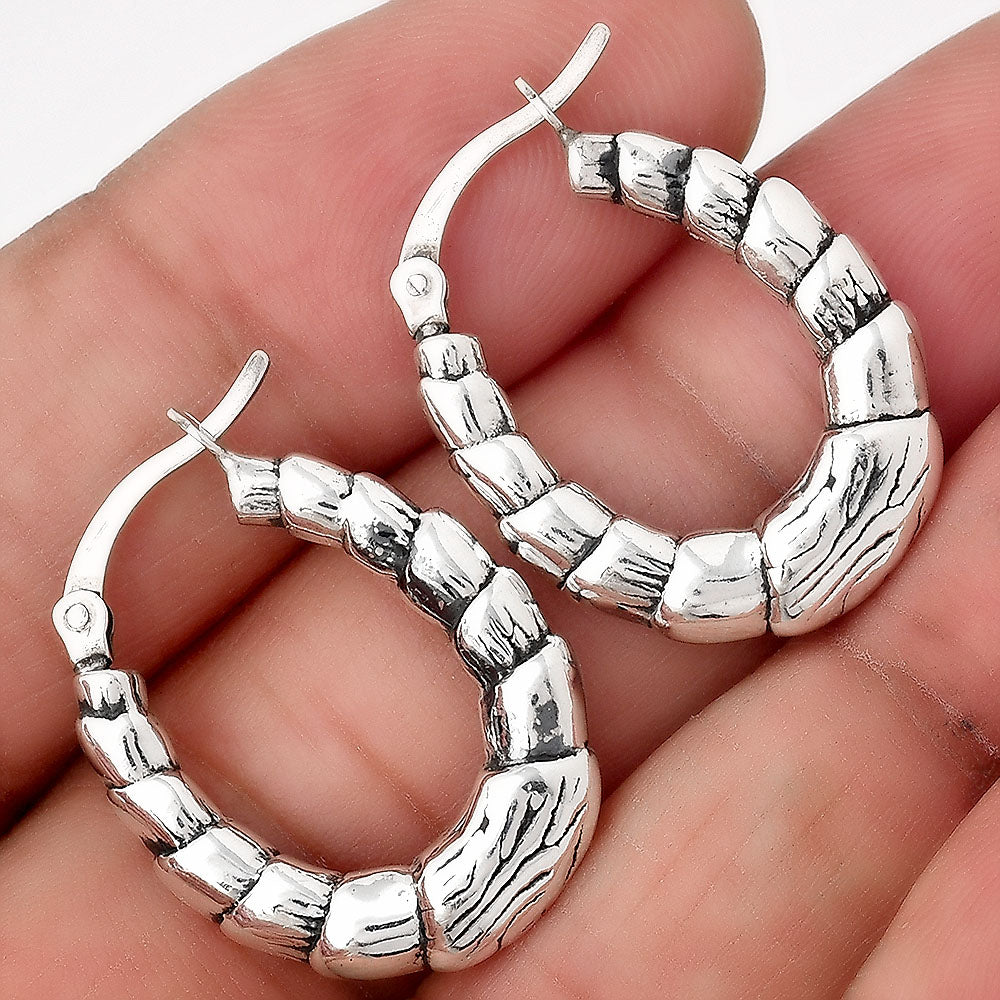 Trendy Italian Textured Hoop Earrings