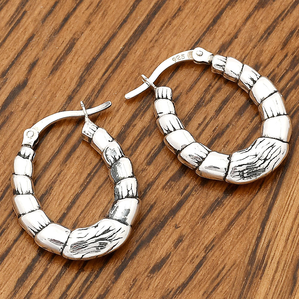 Trendy Italian Textured Hoop Earrings