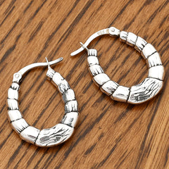 Trendy Italian Textured Hoop Earrings