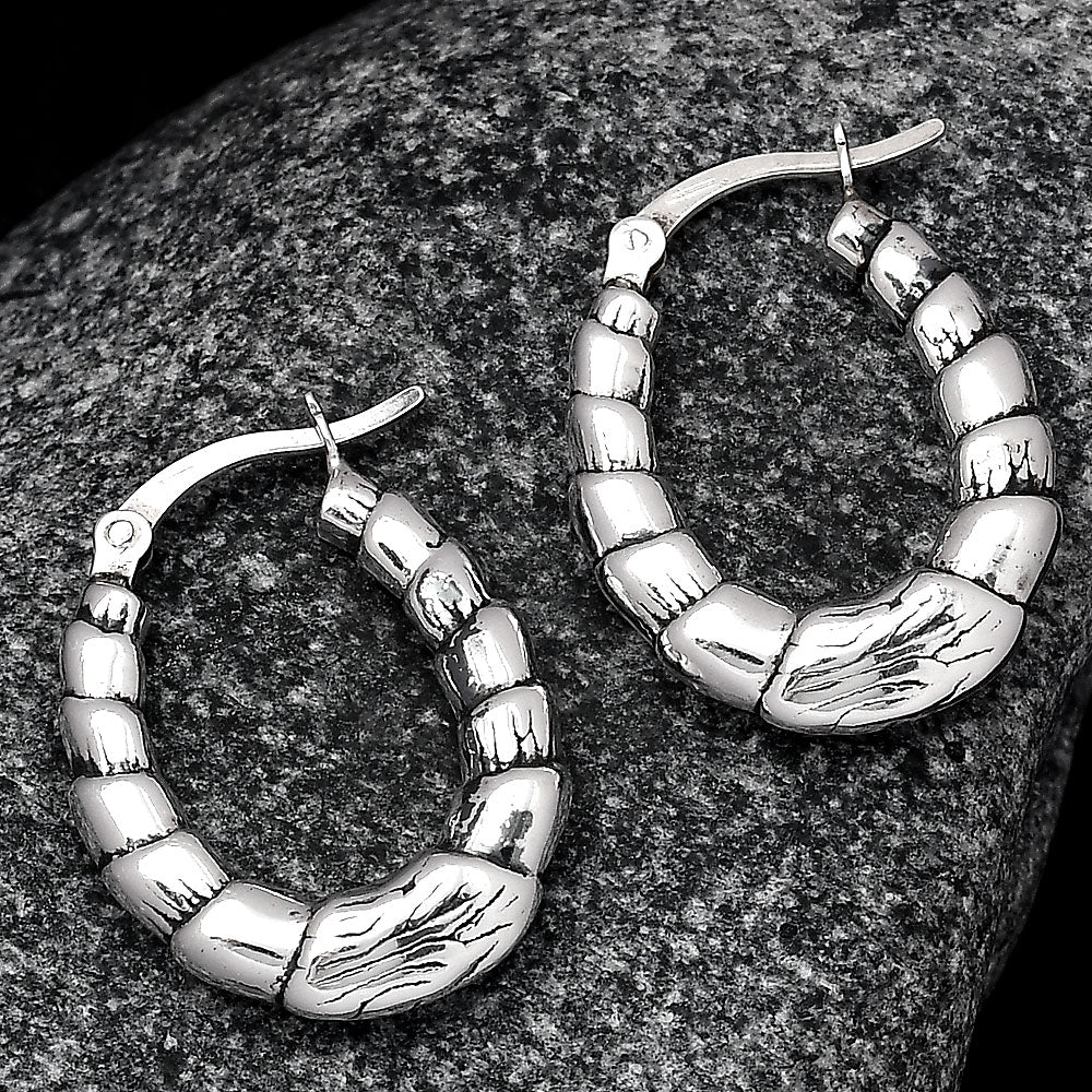 Trendy Italian Textured Hoop Earrings