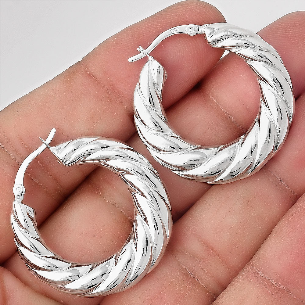 Twisted Hoop Earrings 925 Sterling Silver Jewelry DGE1040