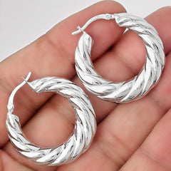 Twisted Hoop Earrings 925 Sterling Silver Jewelry DGE1040