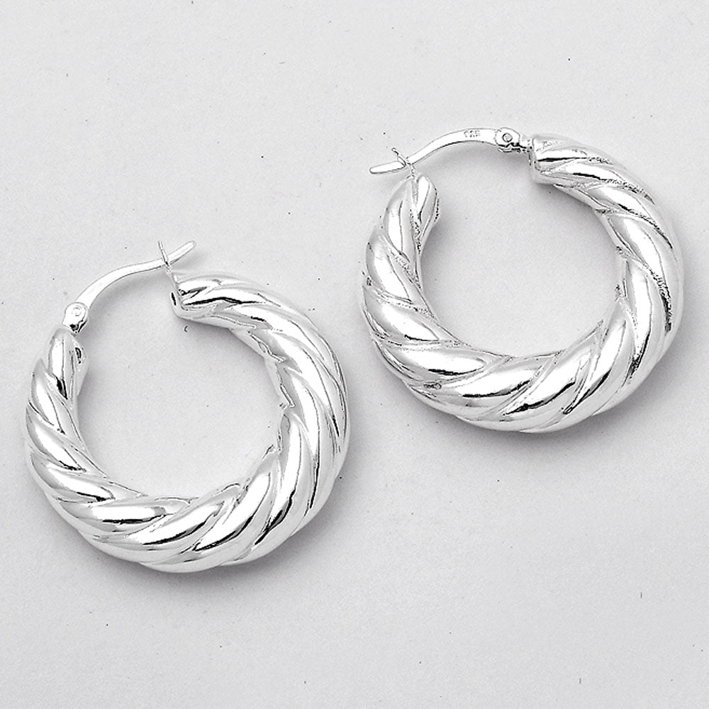 Twisted Hoop Earrings 925 Sterling Silver Jewelry DGE1040