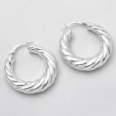 Twisted Hoop Earrings 925 Sterling Silver Jewelry DGE1040