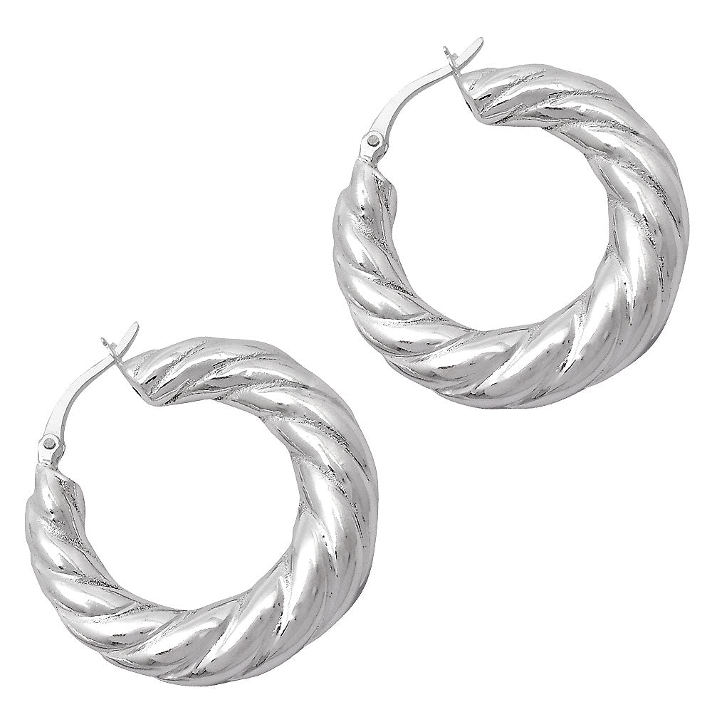 Twisted Hoop Earrings 925 Sterling Silver Jewelry DGE1040