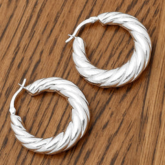 Twisted Hoop Earrings 925 Sterling Silver Jewelry DGE1040