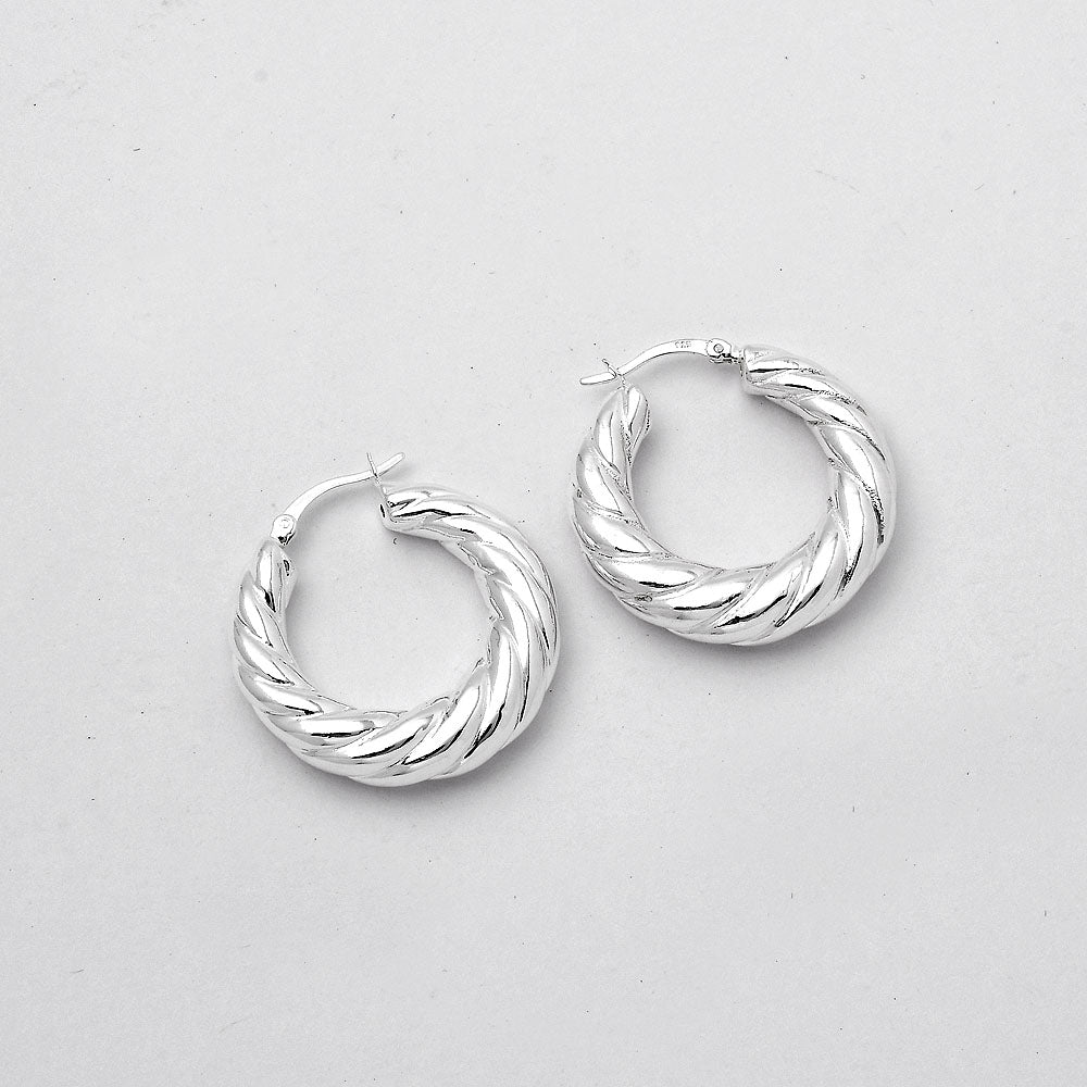 Twisted Hoop Earrings 925 Sterling Silver Jewelry DGE1040