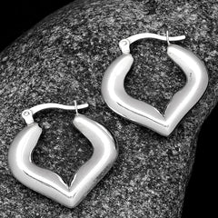 Silver Italian Love Hoop Earrings