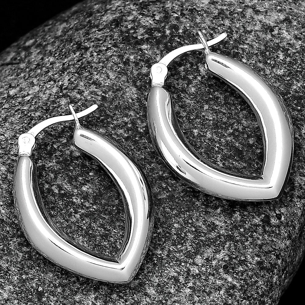 Italian Design Thick Hoop Earrings 925 Sterling Silver Jewelry DGE1042