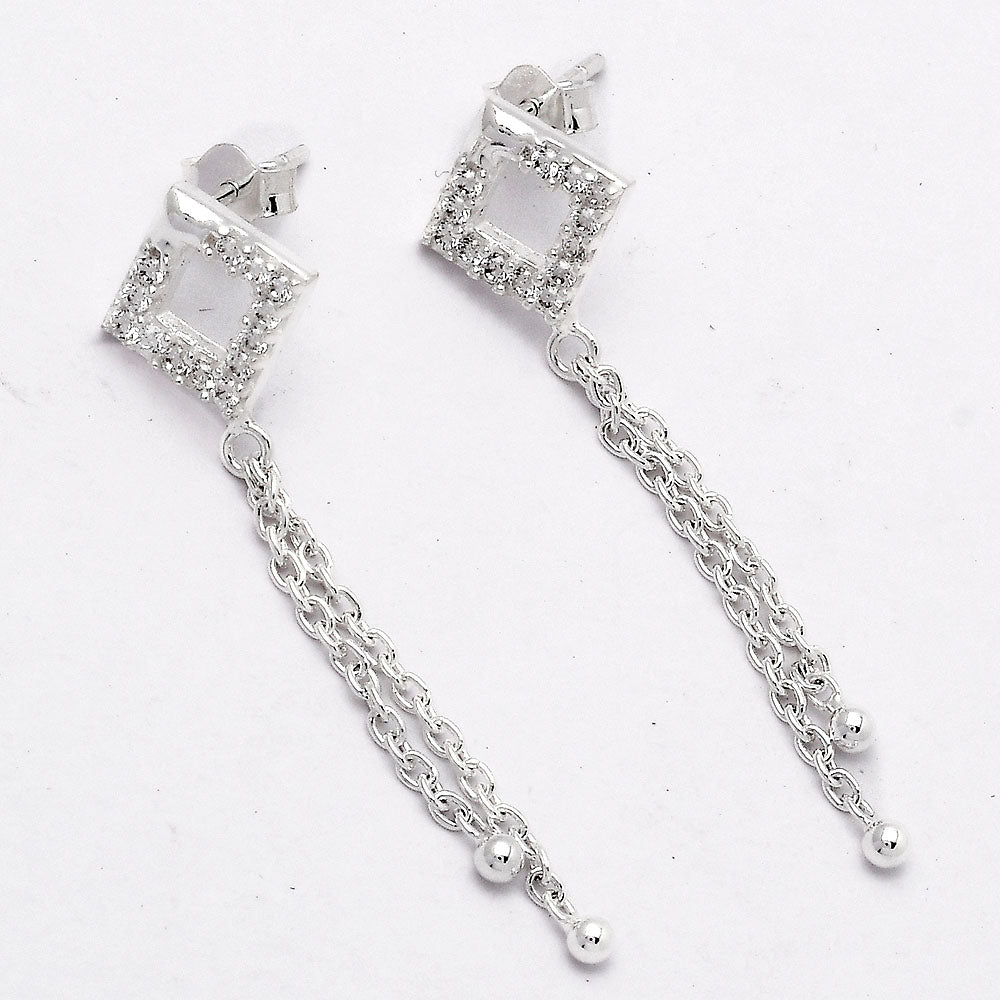 Dangling Chains Stud Earrings 925 Sterling Silver Jewelry DGE1046