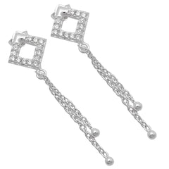 Dangling Chains Stud Earrings 925 Sterling Silver Jewelry DGE1046