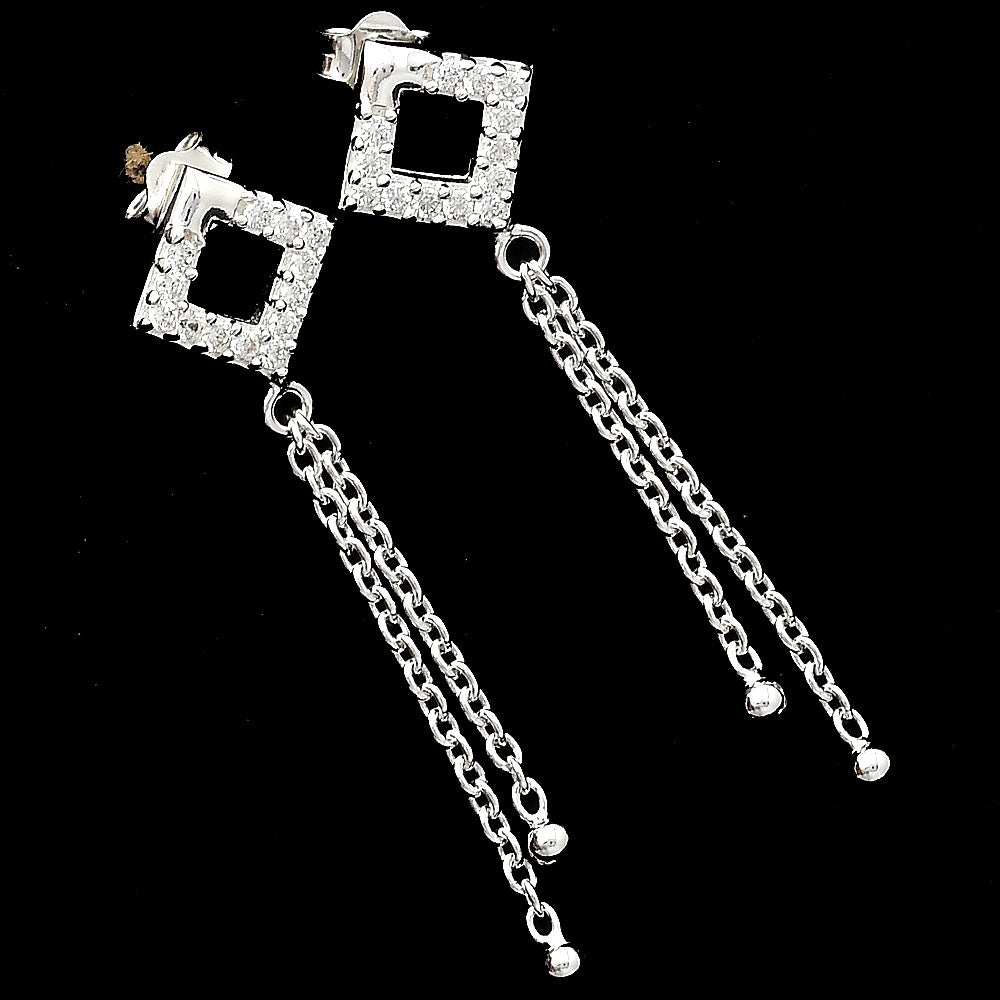 Dangling Chains Stud Earrings 925 Sterling Silver Jewelry DGE1046