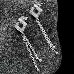 925 Silver Dangling Chain Earrings