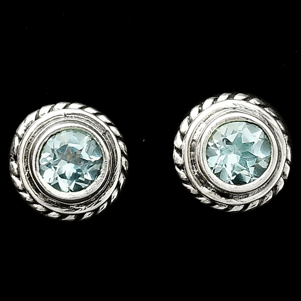 925 Silver Round Gemstone Stud Earrings