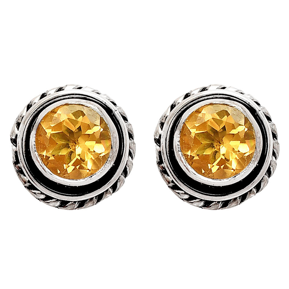 925 Silver Round Gemstone Stud Earrings