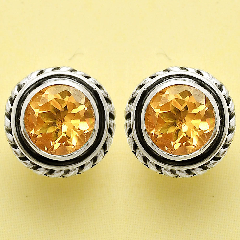 925 Silver Round Gemstone Stud Earrings