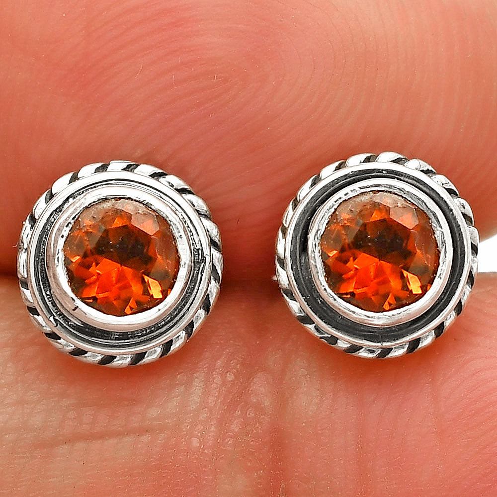 925 Silver Round Gemstone Stud Earrings