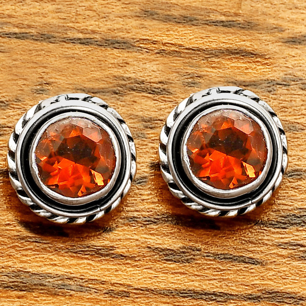 925 Silver Round Gemstone Stud Earrings