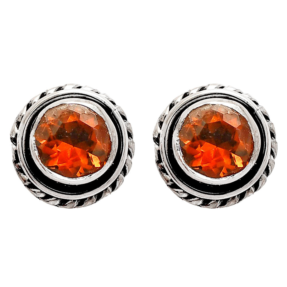 925 Silver Round Gemstone Stud Earrings