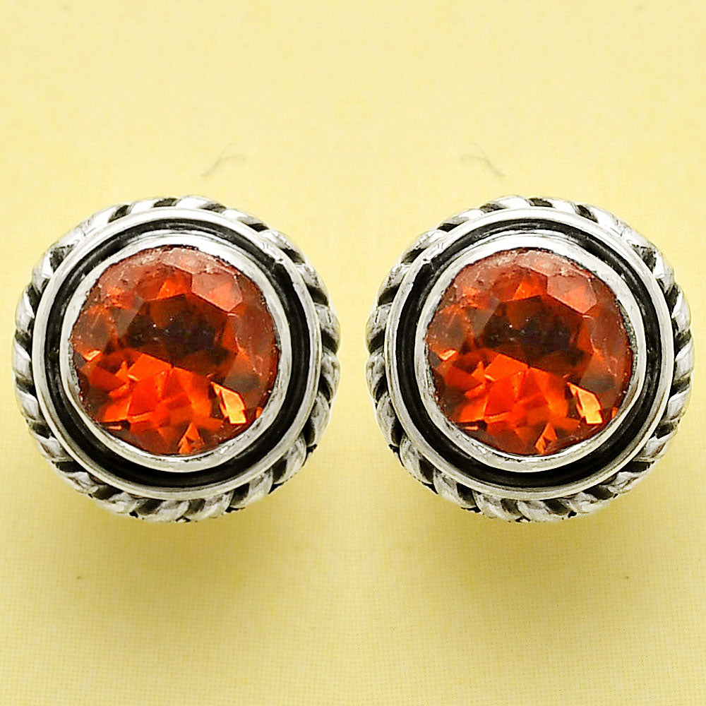 Hessonite Garnet - Madagascar Stud 925 Sterling Silver Earrings Jewelry DGE1067_G