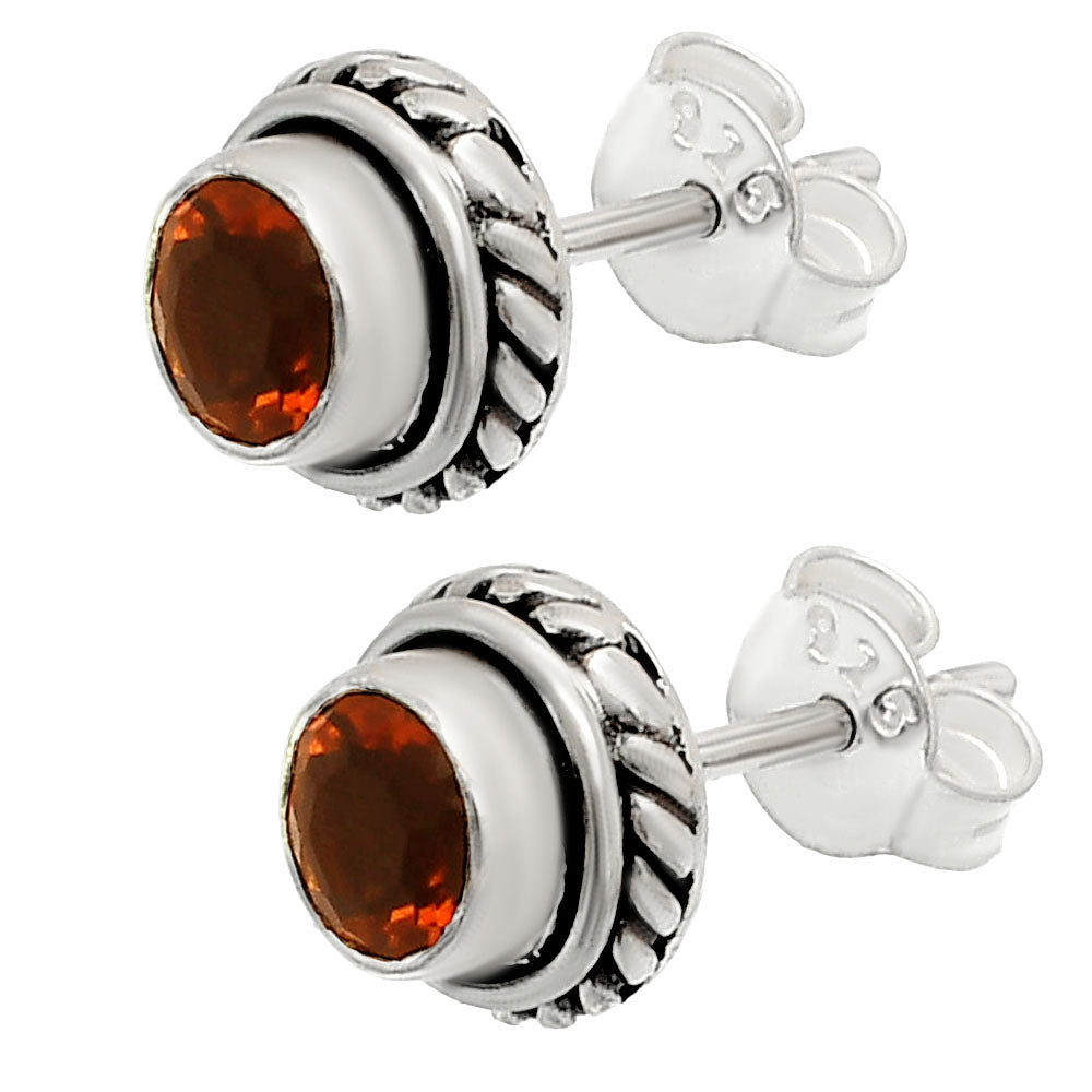 925 Silver Round Gemstone Stud Earrings