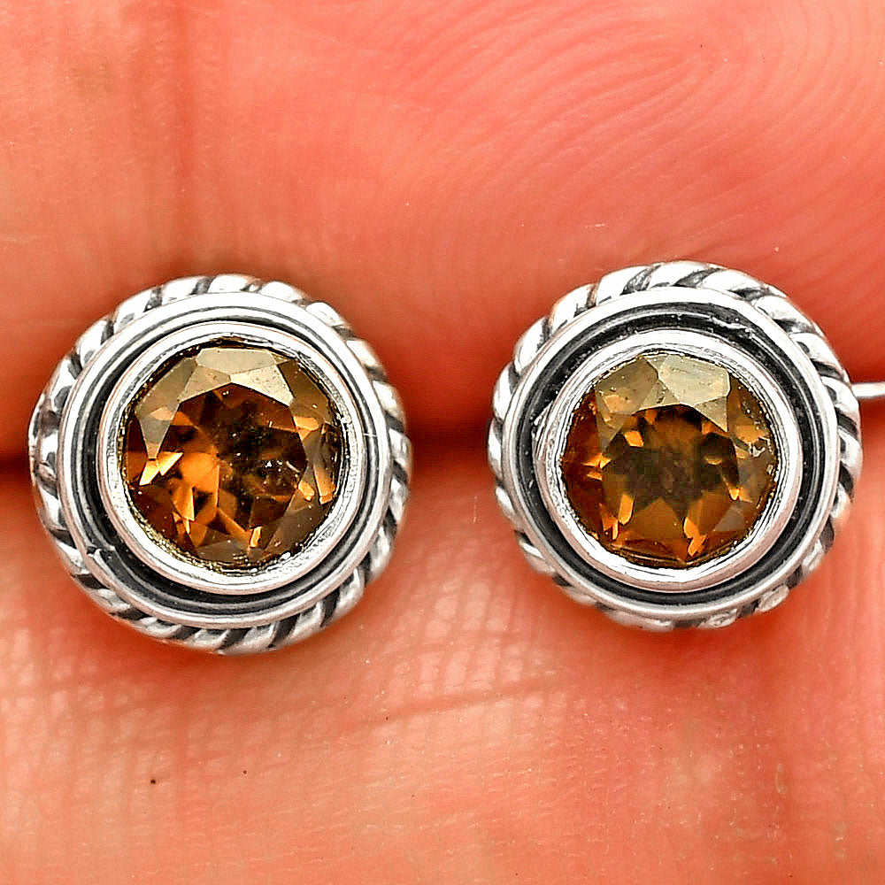 Hessonite Garnet - Madagascar Stud 925 Sterling Silver Earrings Jewelry DGE1067_G