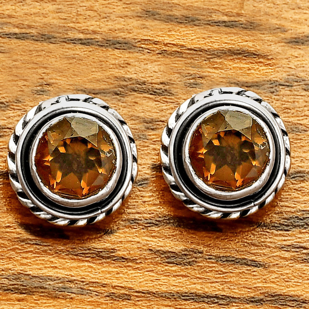 925 Silver Round Gemstone Stud Earrings