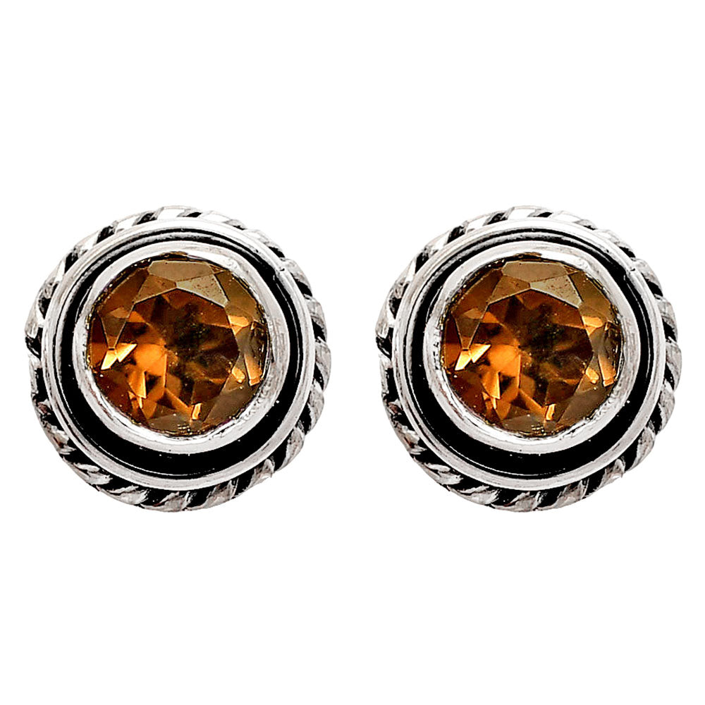 925 Silver Round Gemstone Stud Earrings