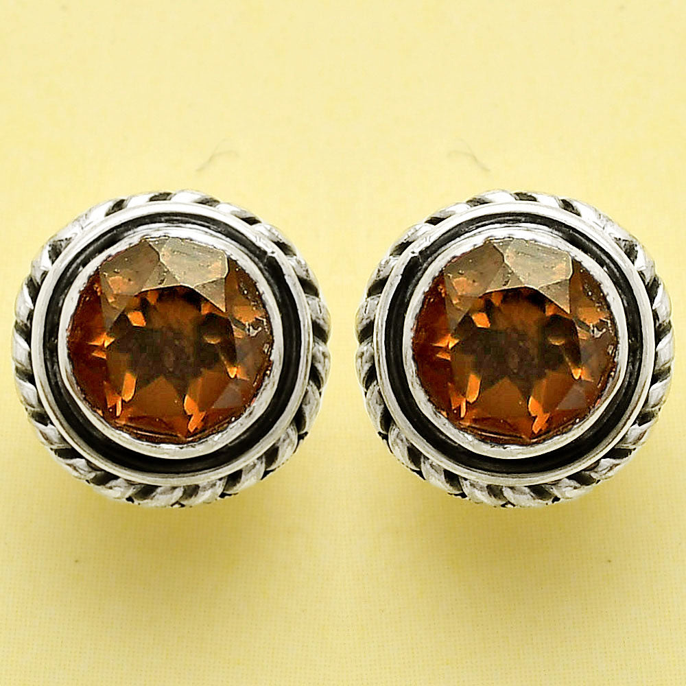 925 Silver Round Gemstone Stud Earrings