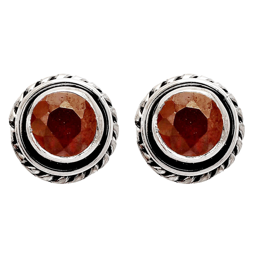 Hessonite Garnet - Madagascar Stud 925 Sterling Silver Earrings Jewelry DGE1067_G