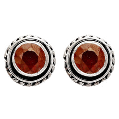 Hessonite Garnet - Madagascar Stud 925 Sterling Silver Earrings Jewelry DGE1067_G