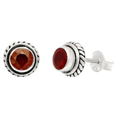 925 Silver Round Gemstone Stud Earrings